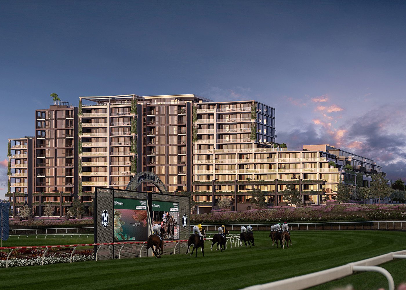 Moonee Valley Park Development with racecourse in foreground